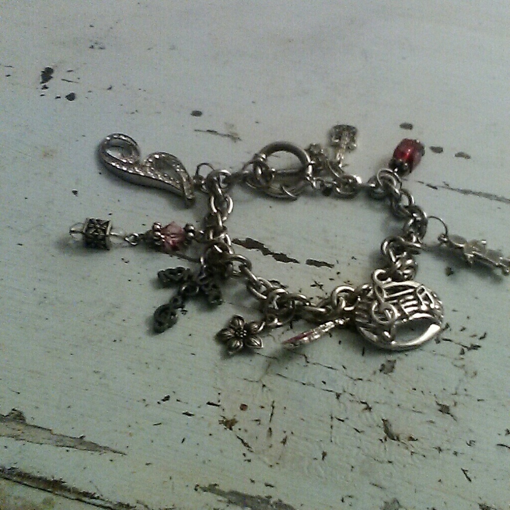 Silver tone charm bracelet